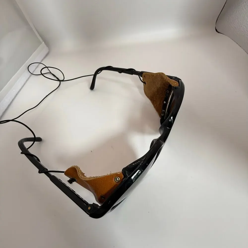Vintage Bolle Crevasse Black‎ Sunglasses Leather Shields 09100014 Made in France
